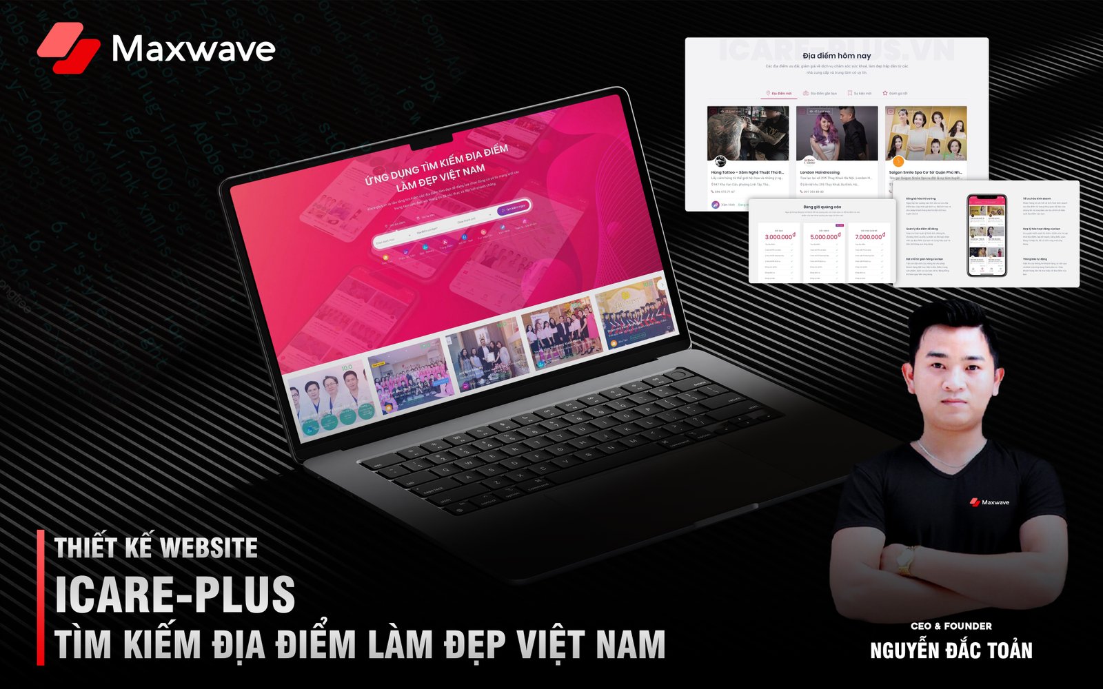 Dịch vụ thiết kế website Ứng dụng tìm kiếm địa điểm làm đẹp ICARE-PLUS